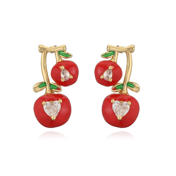 Wholesale Fruit Jewelry Set Copper Cherry Zirconia Design For Women