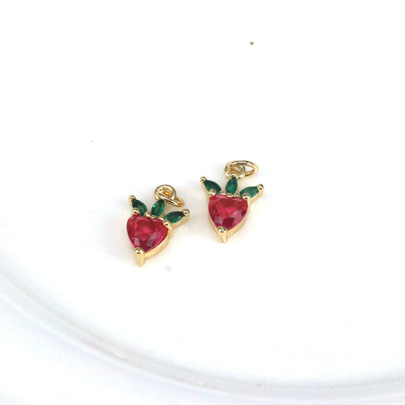 Wholesale Fruit Pattern Copper Jewelry Gold Inlaid Pendant For Diy Bracelet Necklace Earrings