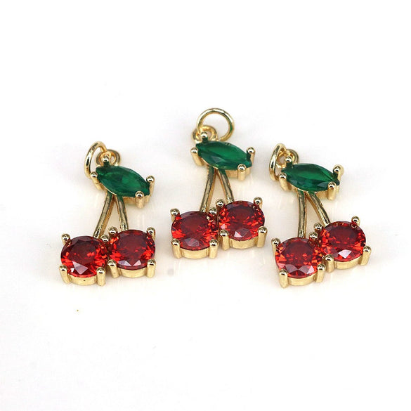 Wholesale Fruit Pattern Copper Jewelry Gold Inlaid Pendant For Diy Bracelet Necklace Earrings