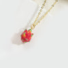 Wholesale Fruit Pattern Copper 14K Gold Plated Mixed Gem Inlay Oshaped Pendant Necklace For Women