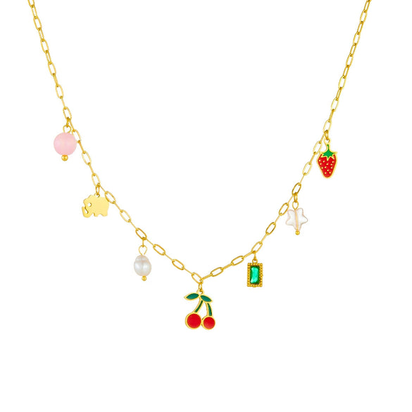 Wholesale Fruit Pattern Stainless Steel Electroplated Pendant Necklace For Women