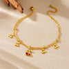 Wholesale Fruit Patterned Heartshaped Diamondencrusted Stainless Steel Goldplated Women's Anklet