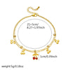 Wholesale Fruit Patterned Heartshaped Diamondencrusted Stainless Steel Goldplated Women's Anklet