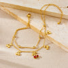 Wholesale Fruit Patterned Heartshaped Diamondencrusted Stainless Steel Goldplated Women's Anklet