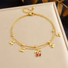 Wholesale Fruit Patterned Heartshaped Diamondencrusted Stainless Steel Goldplated Women's Anklet