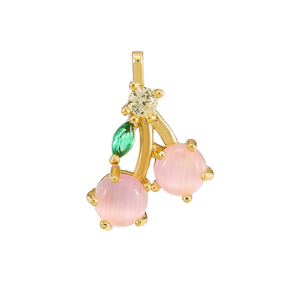 Wholesale Fruit Pendant Jewelry Copper With Zircon And Real Gold Plating For Women