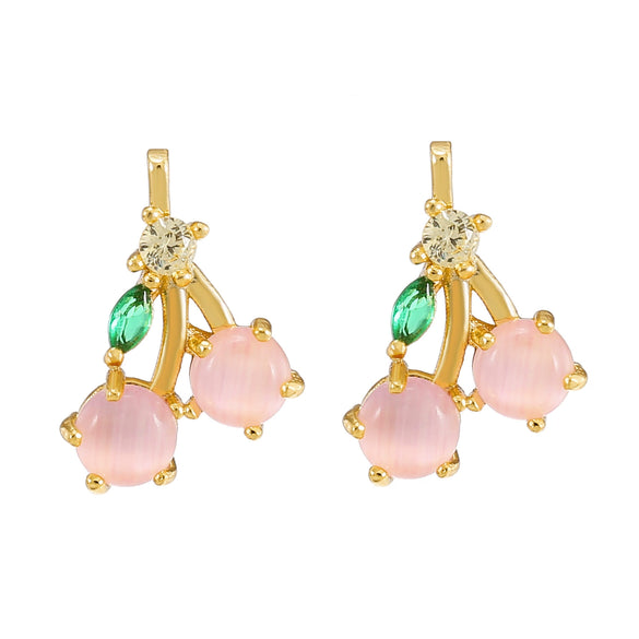 Wholesale Fruit Pendant Jewelry Copper With Zircon And Real Gold Plating For Women