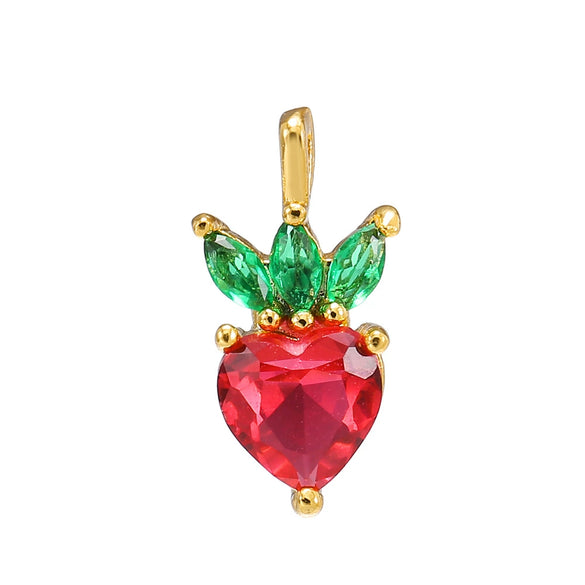 Wholesale Fruit Pendant Jewelry Copper With Zircon And Real Gold Plating For Women