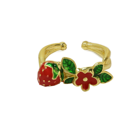 Wholesale Fruit Series Copper Ring With Oil Dropping Color Preservation And Electroplating For Women
