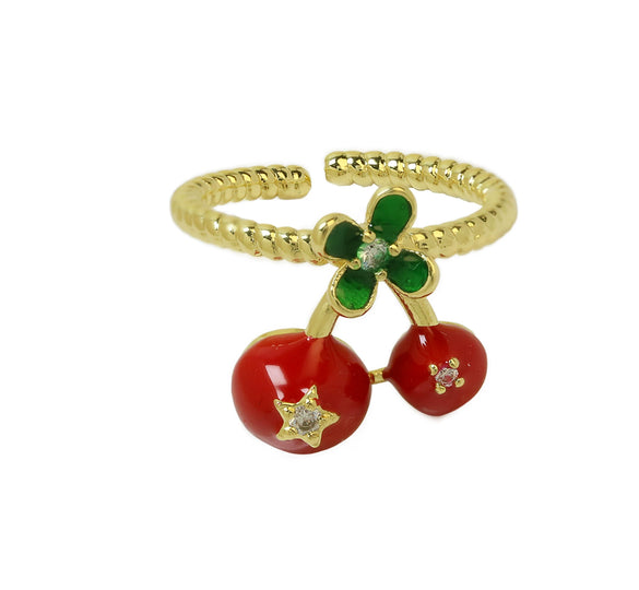 Wholesale Fruit Series Copper Ring With Oil Dropping Color Preservation And Electroplating For Women
