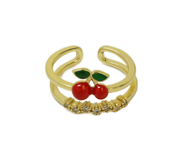 Wholesale Fruit Series Copper Ring With Oil Dropping Color Preservation And Electroplating For Women