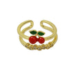 Wholesale Fruit Series Copper Ring With Oil Dropping Color Preservation And Electroplating For Women