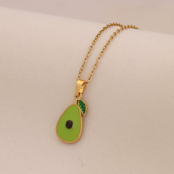 Wholesale Fruit Series Titanium Steel Pendant Necklace With Cherry Strawberry Banana Apple Shapes
