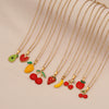 Wholesale Fruit Series Titanium Steel Pendant Necklace With Cherry Strawberry Banana Apple Shapes