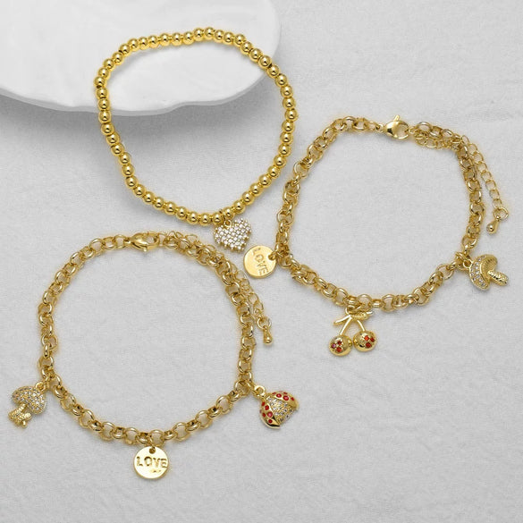 Wholesale Fruit Shape Copper Pendant Bracelet With Electroplating