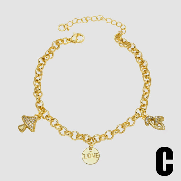 Wholesale Fruit Shape Copper Pendant Bracelet With Electroplating