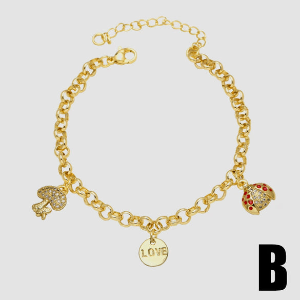 Wholesale Fruit Shape Copper Pendant Bracelet With Electroplating