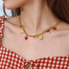 Wholesale Fruit Shape Stainless Steel And Titanium Steel Electroplated Necklace Clavicle Chain For Women