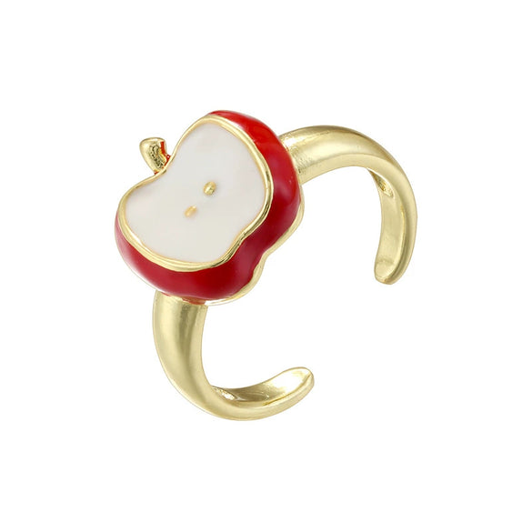 Wholesale Fruit Shaped Copper Ring With Oil Dripping Design Sweet Style For Women