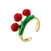 Wholesale Fruit Shaped Copper Ring With Oil Dripping Design Sweet Style For Women