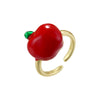 Wholesale Fruit Shaped Copper Ring With Oil Dripping Design Sweet Style For Women