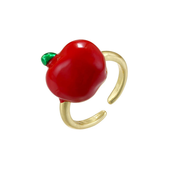 Wholesale Fruit Shaped Copper Ring With Oil Dripping Design Sweet Style For Women