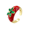 Wholesale Fruit Shaped Copper Ring With Oil Dripping Design Sweet Style For Women
