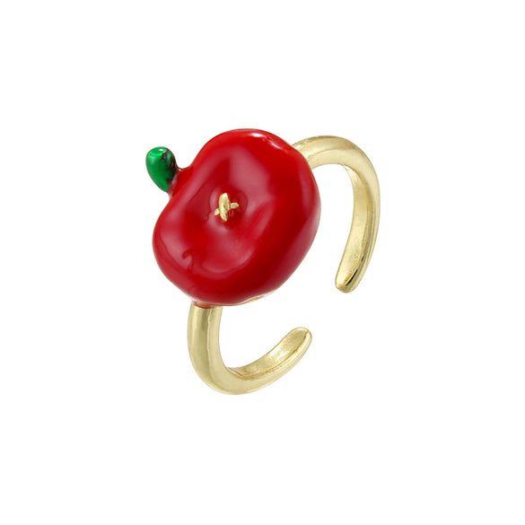 Wholesale Fruit Shaped Copper Ring With Oil Dripping Design Sweet Style For Women