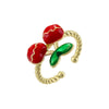 Wholesale Fruit Shaped Copper Ring With Oil Dripping Design Sweet Style For Women