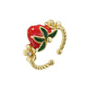 Wholesale Fruit Shaped Copper Ring With Oil Dripping Design Sweet Style For Women