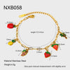Wholesale Fruit Shaped Electroplated Stainless Steel Cross Chain Pendant Necklace And Bracelet Set For Women