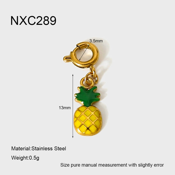 Wholesale Fruit Shaped Electroplated Stainless Steel Cross Chain Pendant Necklace And Bracelet Set For Women