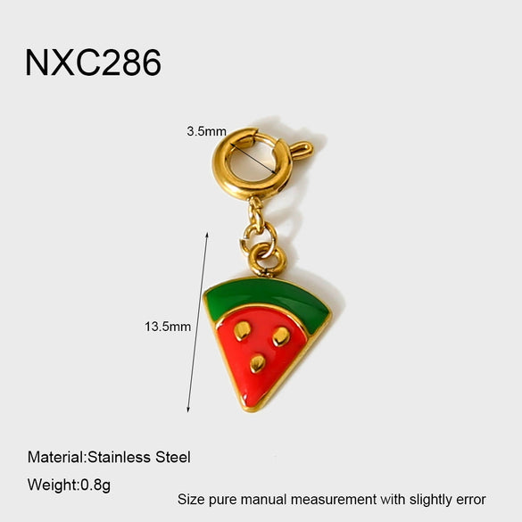 Wholesale Fruit Shaped Electroplated Stainless Steel Cross Chain Pendant Necklace And Bracelet Set For Women