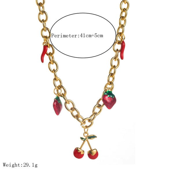 Wholesale Fruit Shaped Titanium Steel Jewelry Electroplated Pendant Collarbone Chain For Women