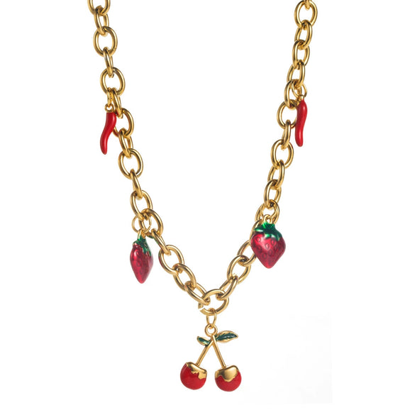 Wholesale Fruit Shaped Titanium Steel Jewelry Electroplated Pendant Collarbone Chain For Women