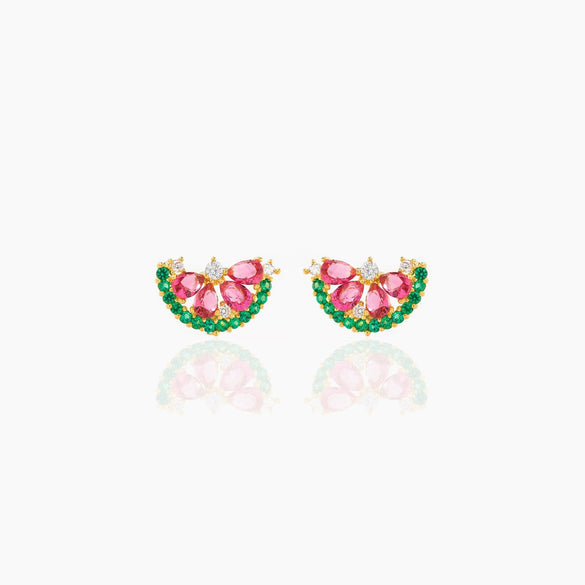Wholesale Fruit Shaped Zircon Inlaid Copper Plated Real Gold Earrings