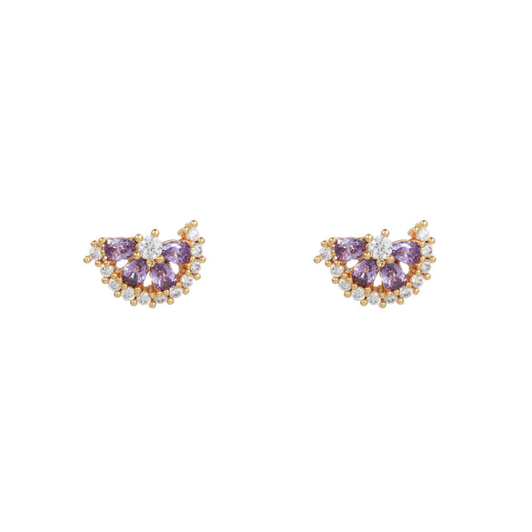 Wholesale Fruit Shaped Zircon Inlaid Copper Plated Real Gold Earrings