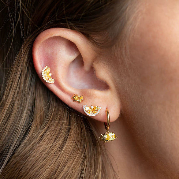 Wholesale Fruit Shaped Zircon Inlaid Copper Plated Real Gold Earrings