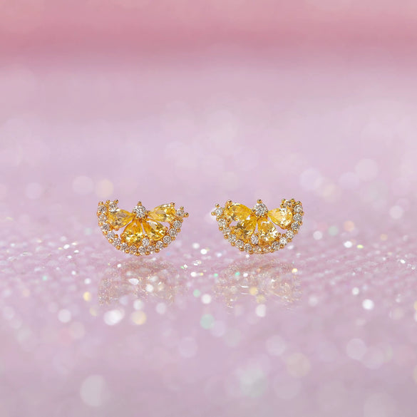 Wholesale Fruit Shaped Zircon Inlaid Copper Plated Real Gold Earrings