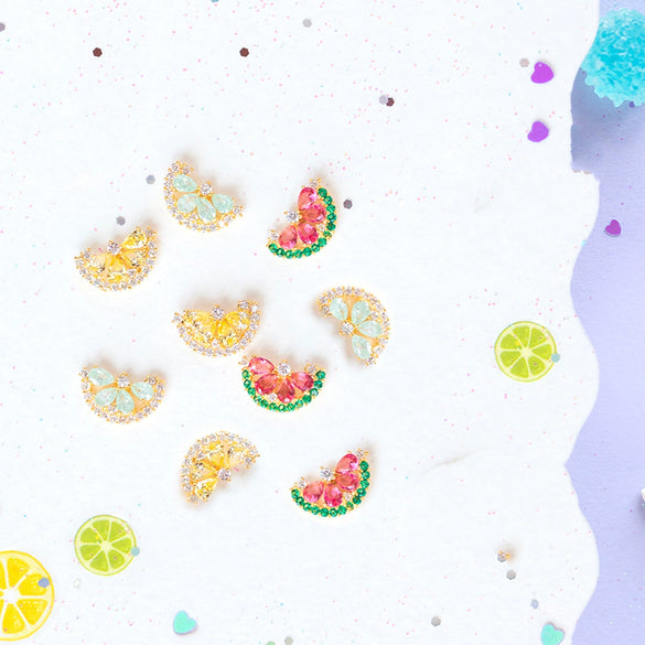 Wholesale Fruit Shaped Zircon Inlaid Copper Plated Real Gold Earrings