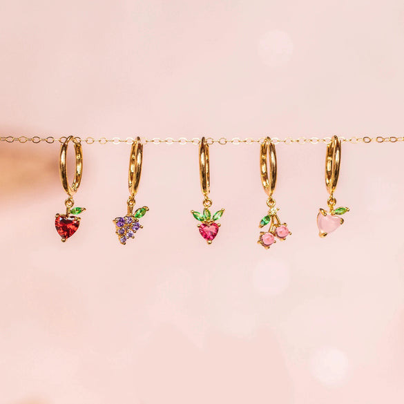 Wholesale Fruit Style Copper Earrings With Real Gold Plating For Women