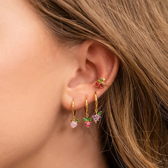 Wholesale Fruit Style Copper Earrings With Real Gold Plating For Women