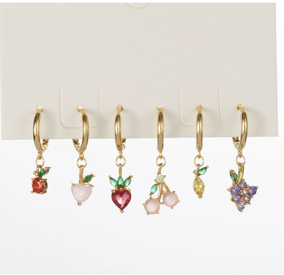 Wholesale Fruit Style Copper Earrings With Real Gold Plating For Women