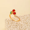 Wholesale Fruit Style Copper Open Ring With Microinlaid Zircon For Women Electroplated