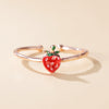 Wholesale Fruit Style Copper Open Ring With Microinlaid Zircon For Women Electroplated