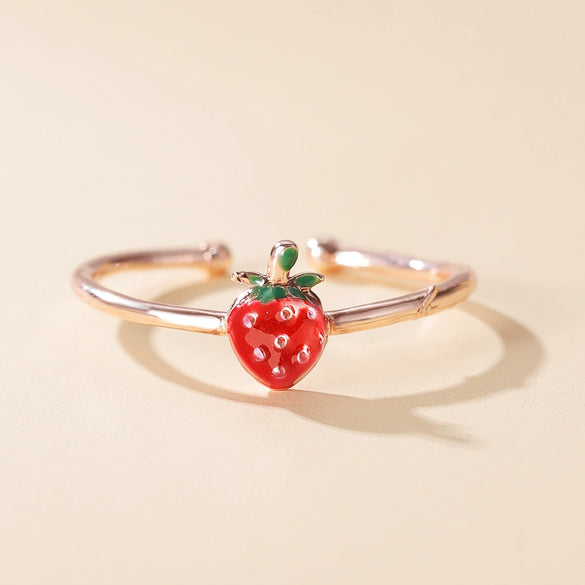 Wholesale Fruit Style Copper Open Ring With Microinlaid Zircon For Women Electroplated