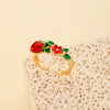 Wholesale Fruit Style Copper Open Ring With Microinlaid Zircon For Women Electroplated