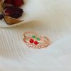 Wholesale Fruit Style Copper Open Ring With Microinlaid Zircon For Women Electroplated