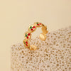 Wholesale Fruit Style Copper Open Ring With Microinlaid Zircon For Women Electroplated