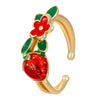 Wholesale Fruit Style Copper Open Ring With Microinlaid Zircon For Women Electroplated
